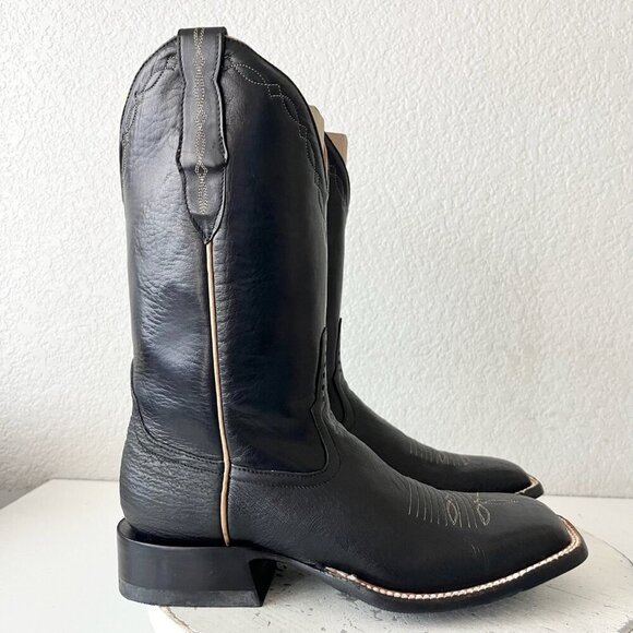 Rod Patrick Womens Cowboy Boots 7EE Black Smooth Ostrich Western Square Toe - Picture 2 of 12